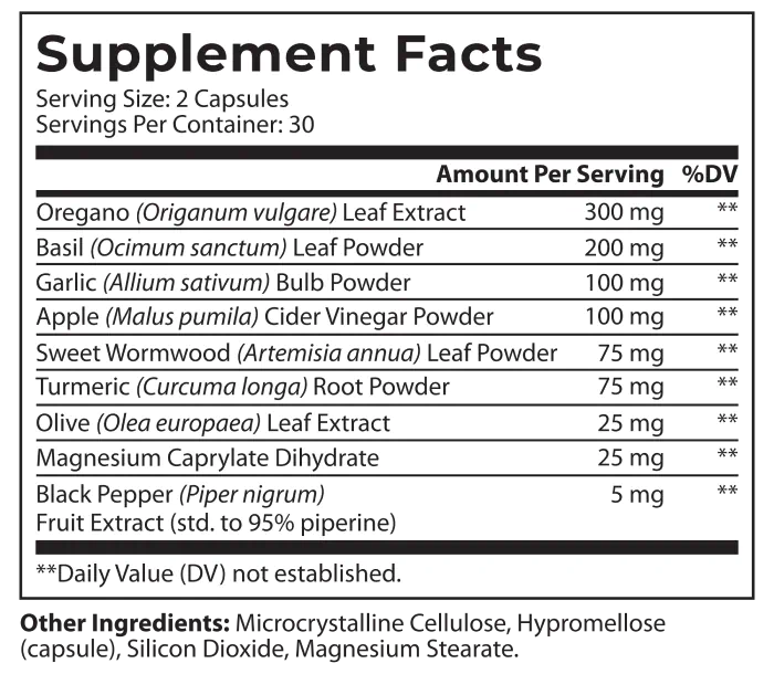 Bare Feet supplement facts