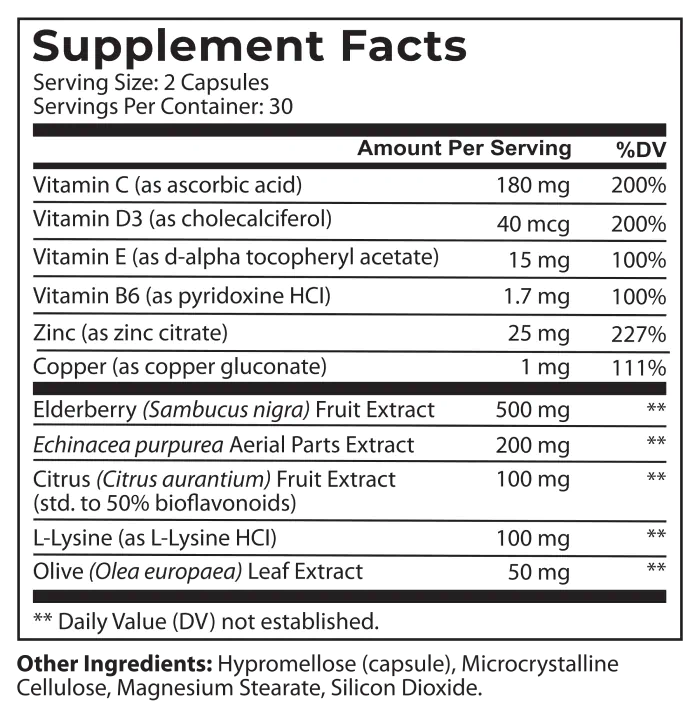Immuno MD supplement facts